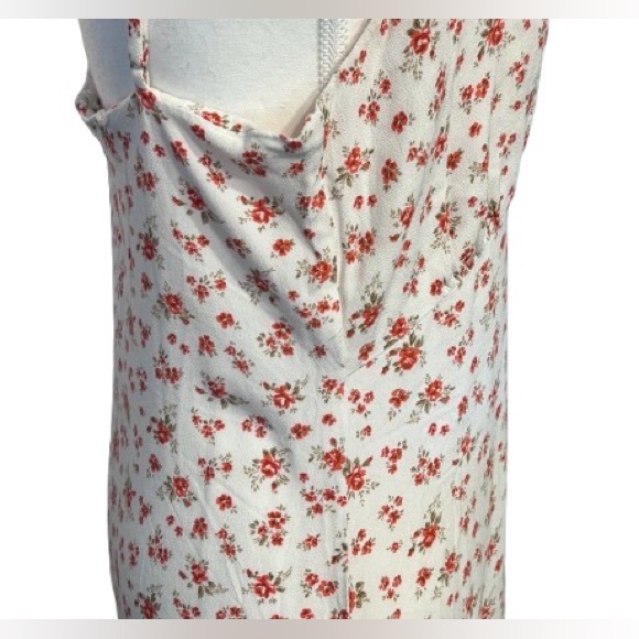 Reformation Floral Dress Medium Size 8 Red White Designer Midi Valentines - Picture 7 of 15